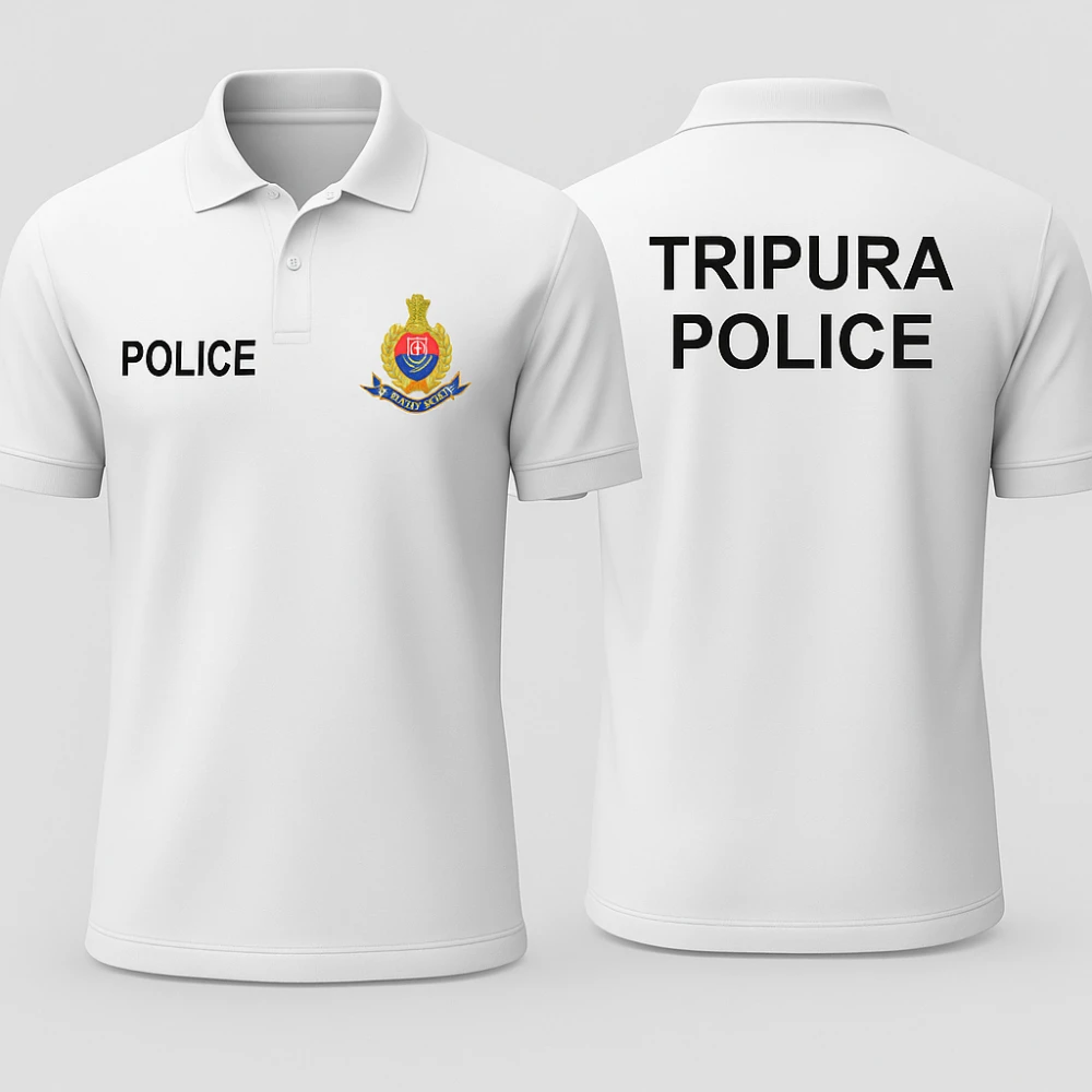 Tripura Police Official Dry-Fit Polo T-Shirt – Half Sleeve | Whit