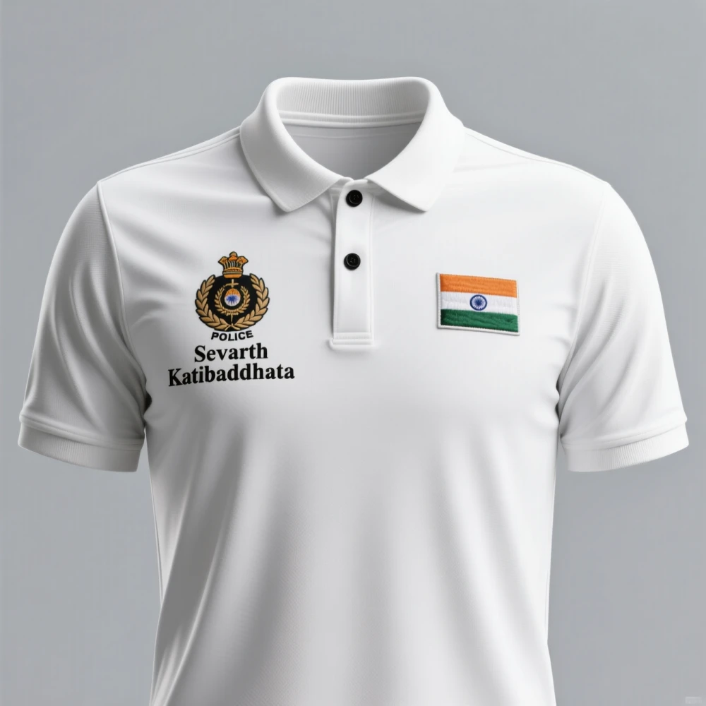 Rajasthan Police White Dry-Fit Collar Half Sleeve T-Shirt