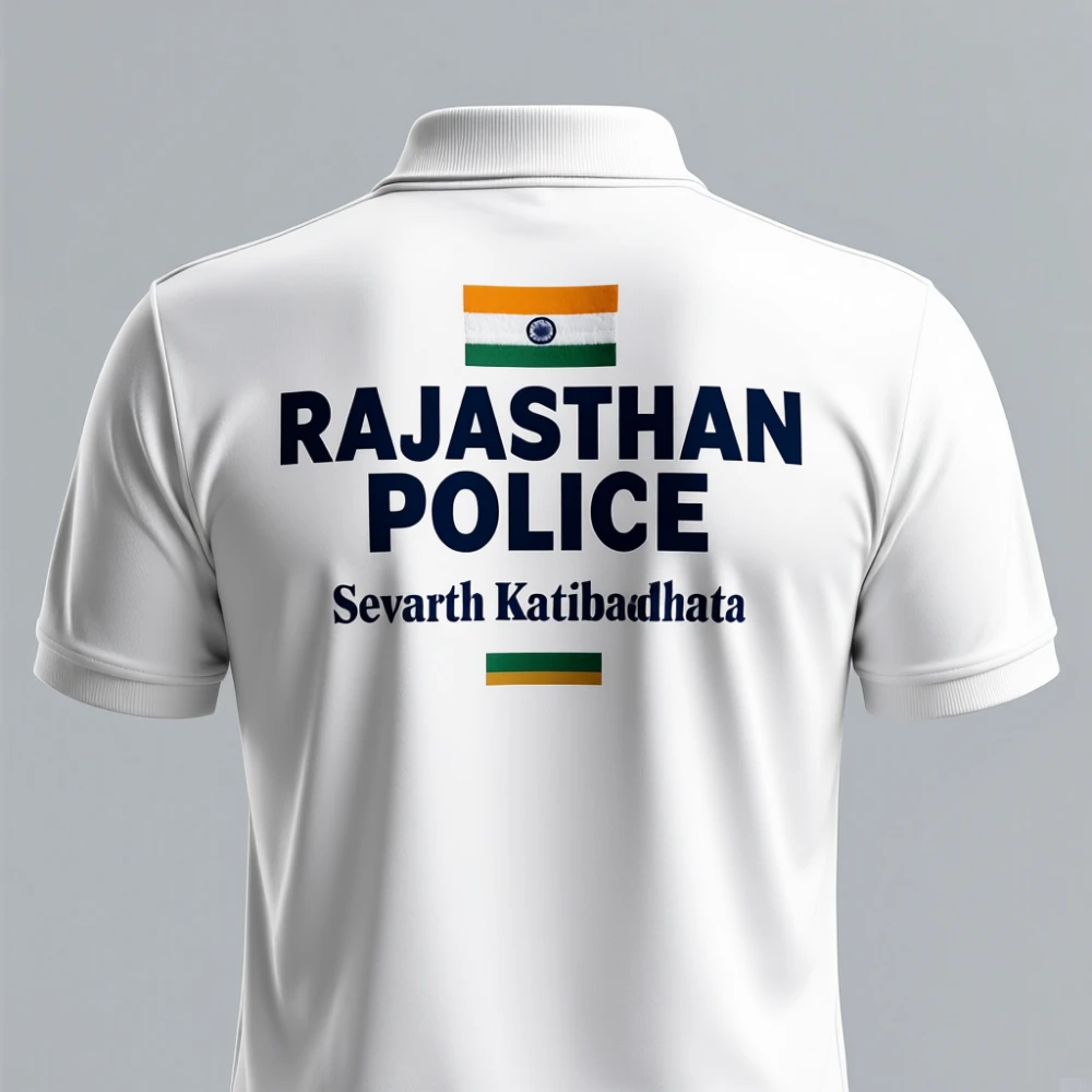 Rajasthan Police White Dry-Fit Collar Half Sleeve T-Shirt