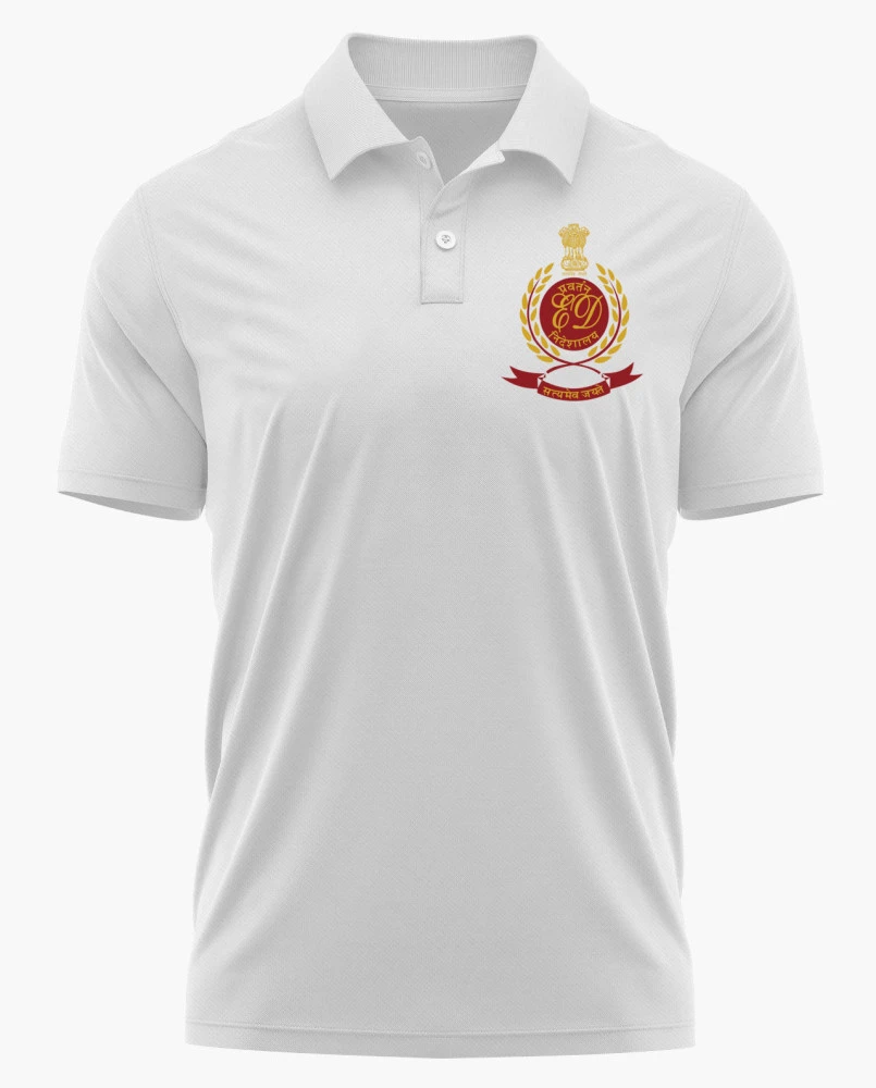 Enforcement Directorate (ED) Logo Printed White Customized T-shirt | Free Personalization
