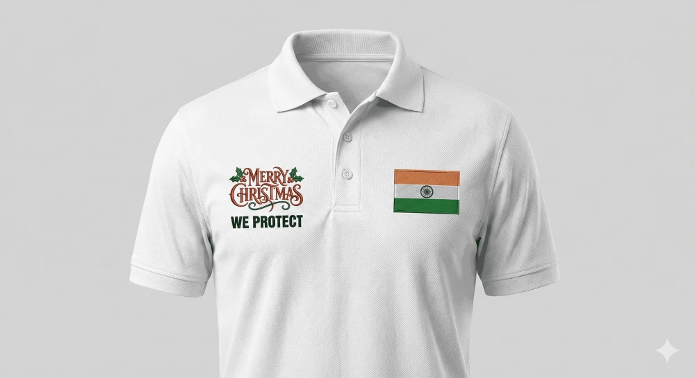 Merry Christmas Logo White Polo Dry-Fit T-Shirt