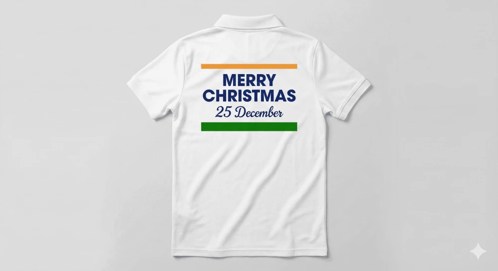 Merry Christmas Logo White Polo Dry-Fit T-Shirt
