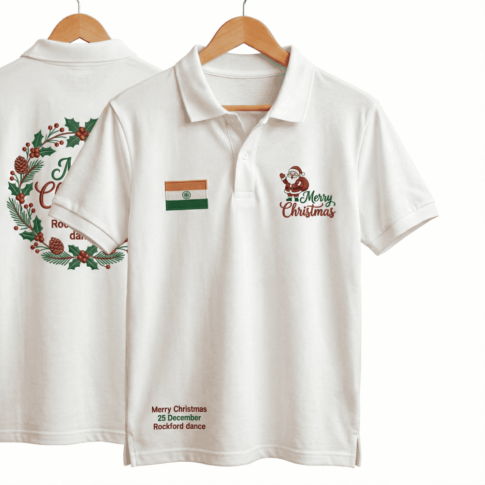 Merry Christmas Logo White Polo Dry-Fit T-Shirt