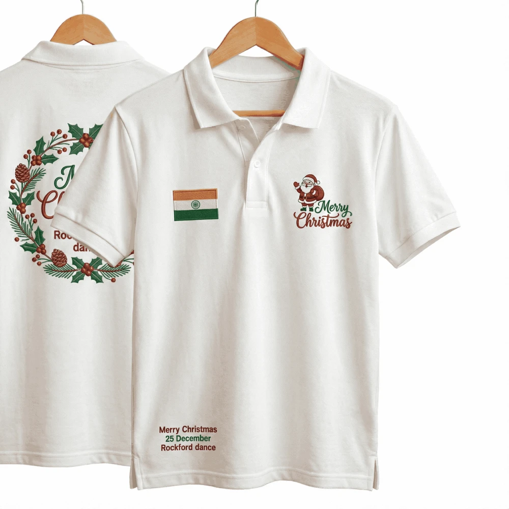 Merry Christmas Logo White Polo Dry-Fit T-Shirt