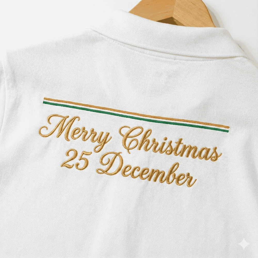 Merry Christmas Logo White Polo Dry-Fit T-Shirt