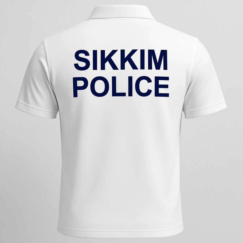 Sikkim Police White Dry-Fit Collar Half Sleeve T-Shirt