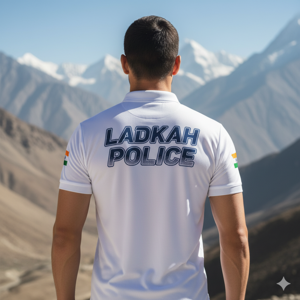 Ladakh Police Tactical Dry-Fit Polo T-shirt with QR ID & India Flag