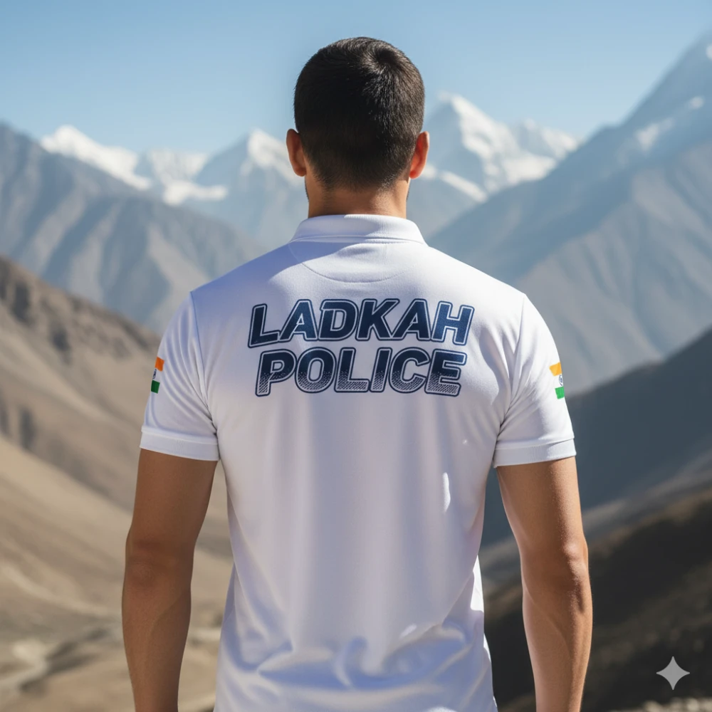Ladakh Police Tactical Dry-Fit Polo T-shirt with QR ID & India Flag