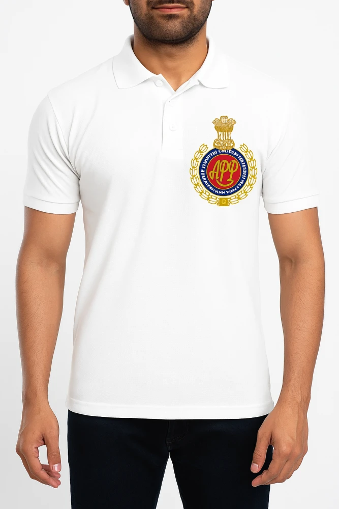 Arunachal Pradesh Police White Dry Fit Collar T-Shirt – Proudly Worn with National Pride