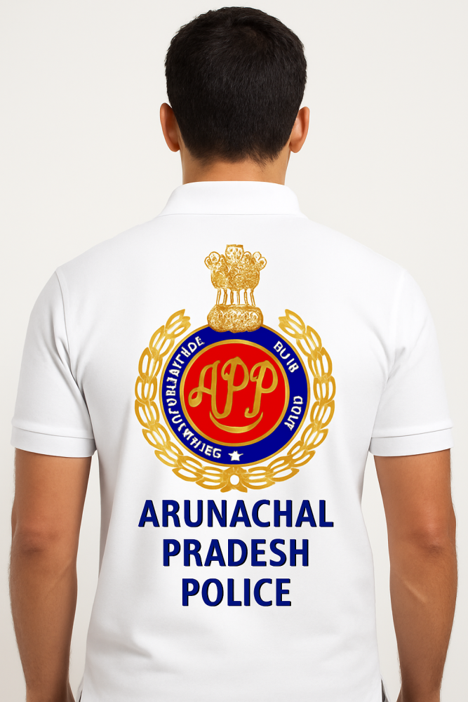 Arunachal Pradesh Police White Dry Fit Collar T-Shirt – Proudly Worn with National Pride
