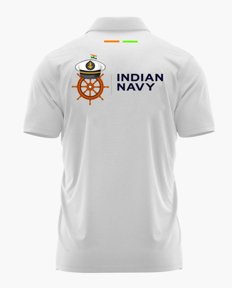 Indian Navy White Printed Customized T-Shirt – Premium Cotton And Polyester| Personalized Name Print