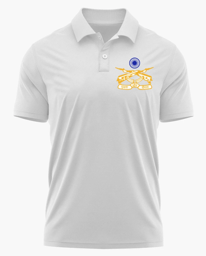 Rashtriya Rifles Logo Printed White Customized T-shirt – Indian Army Elite Forces Edition