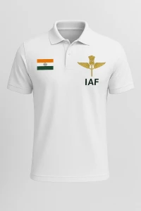 Garud Commando Force – (IAF Special Force) White Dry-Fit Collar Half Sleeve T-Shirt